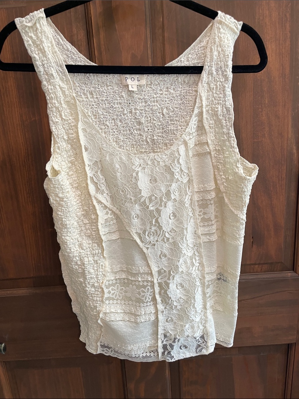 POL Ivory Lace Mixed-Panel Camisole